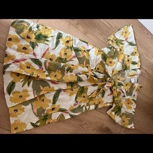 L space size small floral tie front mini dress